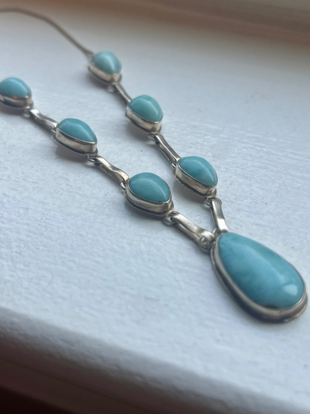 Larimar 7-Stone Sterling Silver 16" Necklace